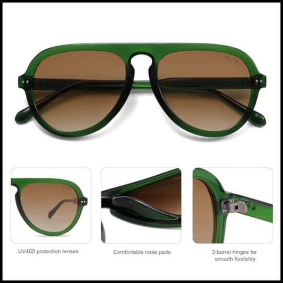 Retro Aviator Sunglasses with Plastic Frame and UV400 Protection main image 6